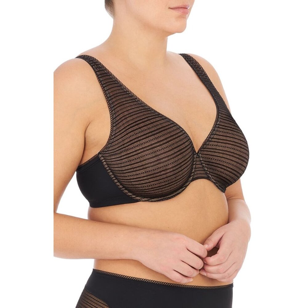 🆕NATORI Revive Full Fit Unpadded Mesh Underwire Bra 34DD Black #734304